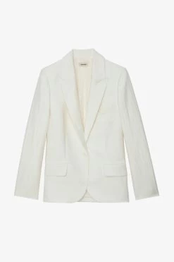 Zadig & Voltaire Vow Linen Blazer White 13 Zadig & Voltaire Vow Linen Blazer White -Trendy Threads Deals wwbl00850 blanc