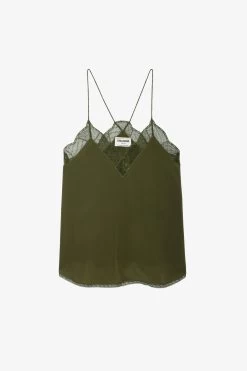 Zadig & Voltaire Christy Silk Camisole Dark Olive -Trendy Threads Deals wwcr00006 dark olive 1