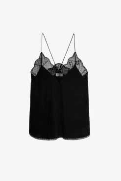 Zadig & Voltaire Christy Silk Camisole Black -Trendy Threads Deals wwcr00014 noir