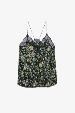 Zadig & Voltaire Christy Diamanté Silk Camisole Black -Trendy Threads Deals wwcr00210 noir 1