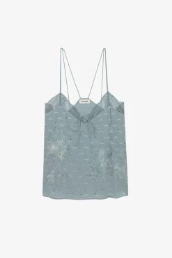 Zadig & Voltaire Capela Diamanté Silk Jacquard Camisole Glacier 15 Zadig & Voltaire Capela Diamanté Silk Jacquard Camisole Glacier -Trendy Threads Deals wwcr00234 glacier