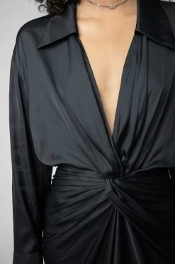 Zadig & Voltaire Rozo Satin Dress Black -Trendy Threads Deals wwdr00023 noir 4