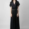 Zadig & Voltaire Reina Satin Dress Black -Trendy Threads Deals wwdr01258 noir 6