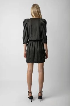 Zadig & Voltaire Ruz Satin Dress Slate -Trendy Threads Deals wwdr01316 slate 8
