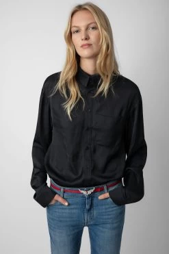 Zadig & Voltaire Tyrone Satin Shirt Black -Trendy Threads Deals wwsh00558 noir 4