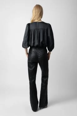 Zadig & Voltaire Tyfon Satin Top Black -Trendy Threads Deals wwto00213 noir 5